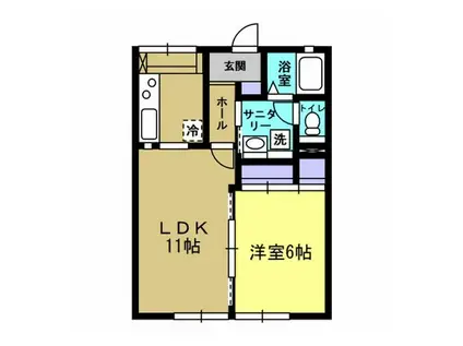 シティハイム サン・オウク I(1LDK/1階)の間取り写真