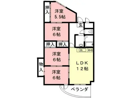 シェラトン広瀬(4LDK/4階)の間取り写真
