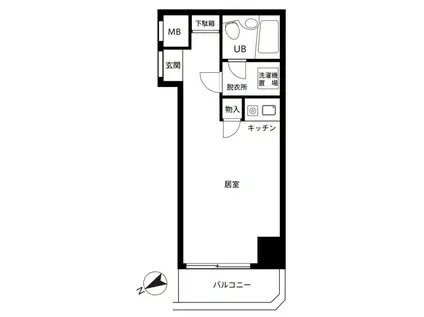 マートルコート第2中目黒(ワンルーム/11階)の間取り写真