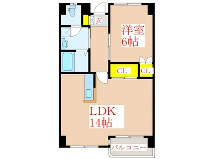 ロイヤルシティ見次(1LDK/7階)の間取り写真