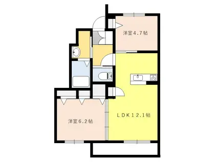 ブランエール G棟(2LDK/1階)の間取り写真