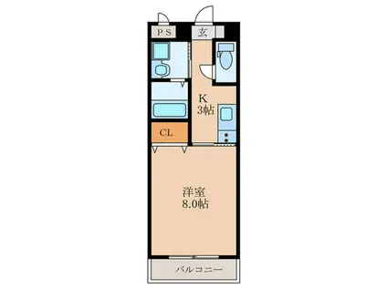 ERIOS COURT折尾(1K/2階)の間取り写真