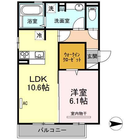 D-ROOM プエルト(1LDK/2階)の間取り写真