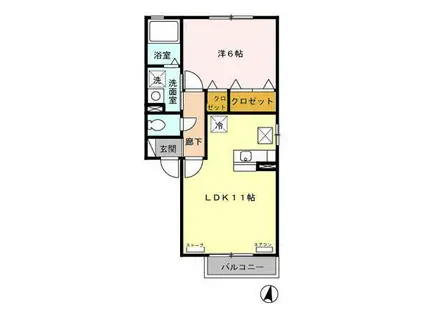 フォレット アモールA(1LDK/2階)の間取り写真