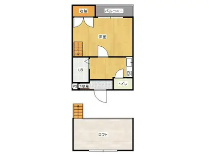 サンハイツKAWASAKI13(1K/2階)の間取り写真