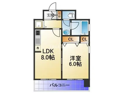 CHEZCLARA(1LDK/6階)の間取り写真