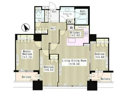 東京ツインパークスライトウィング(3LDK/31階)の間取り写真