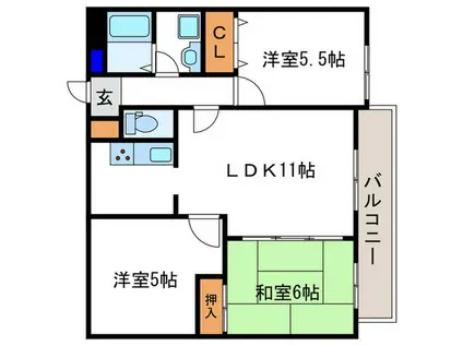 エクラ桂駅前(3LDK/1階)の間取り写真