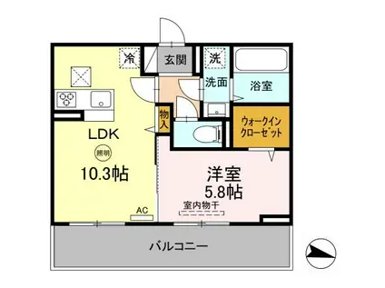 DーROOM石丸(1LDK/1階)の間取り写真