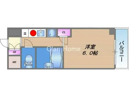 フロントリバー緑橋(1K/7階)の間取り写真