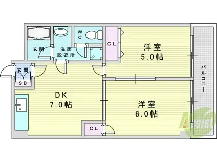 第2光マンション(2DK/4階)の間取り写真