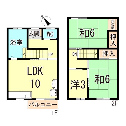 明舞第3団地11号棟(3LDK/3階)の間取り写真