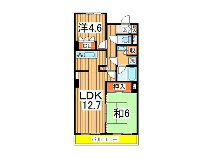 パーク・ノヴァ柏(2LDK/2階)の間取り写真