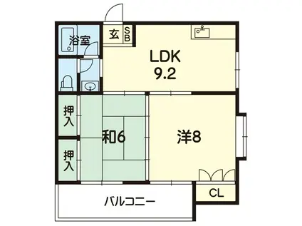 コートハウス国府(2LDK/1階)の間取り写真