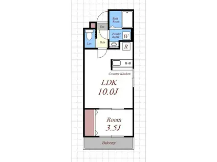 サイドスプリング草加(1LDK/2階)の間取り写真