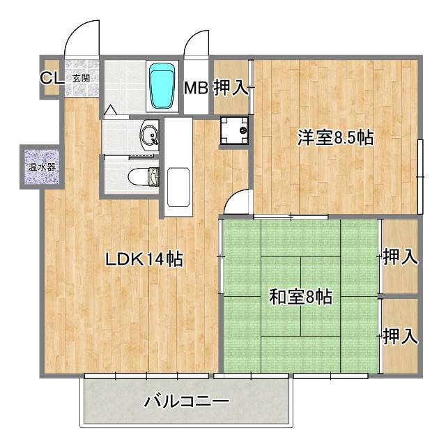 ヴェラハイツ赤坂新坂町(2LDK/2階)の間取り写真