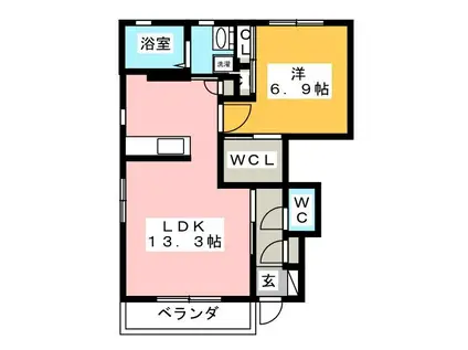 サニーエイトB(1LDK/1階)の間取り写真