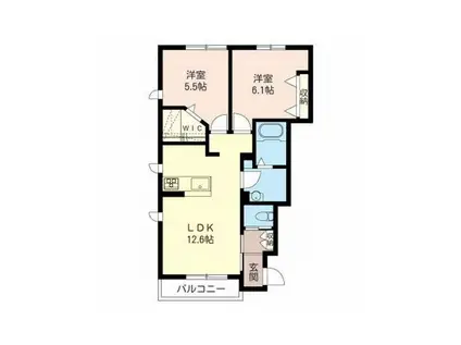 フラワーハイツ芹が谷 B(2LDK/1階)の間取り写真