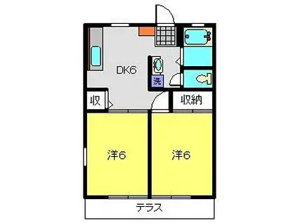 上大岡グリーンハイツC(2DK/1階)の間取り写真