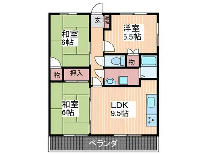 キャッスルハイムたちばな(3LDK/3階)の間取り写真
