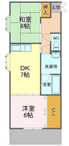 KSDWALLING(2DK/1階)の間取り写真