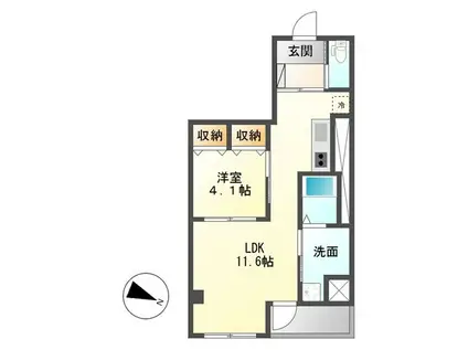 GLORIOUSK(1LDK/4階)の間取り写真