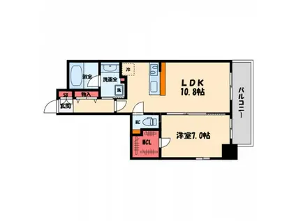 アプリーレ堺筋本町(1LDK/12階)の間取り写真