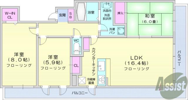 レジディアタワー仙台(3LDK/10階)の間取り写真