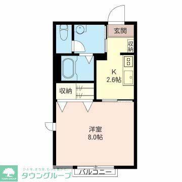 クレセント B棟(1K/1階)の間取り写真