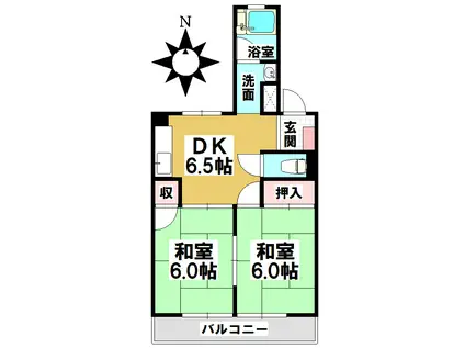 ハイツみづほ(2DK/1階)の間取り写真