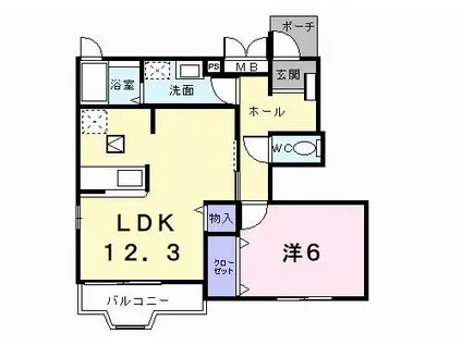 ピュア ファウンテン ヴィラI(1LDK/1階)の間取り写真