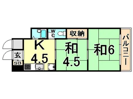 飛鳥グランドパレス(2DK/5階)の間取り写真