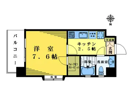 ヤマコート淀橋(1K/6階)の間取り写真