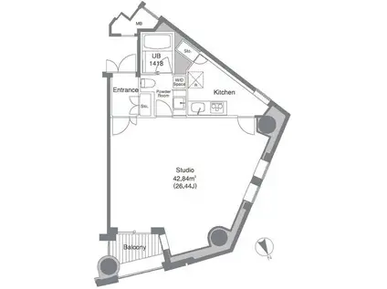 安全ビルレジデンス(1K/20階)の間取り写真