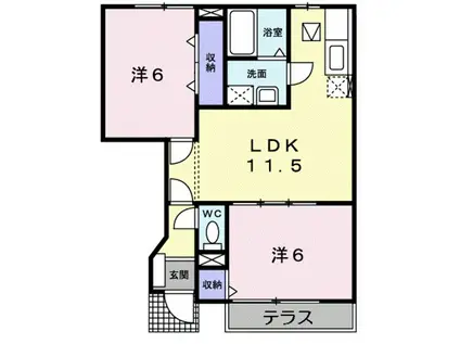 プラスペラティC(2LDK/1階)の間取り写真