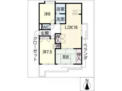 カーサ纐纈(3LDK/2階)の間取り写真