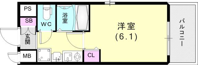 エステムコート神戸西II(1K/4階)の間取り写真