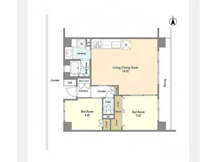 HF大森町レジデンス(2LDK/2階)の間取り写真