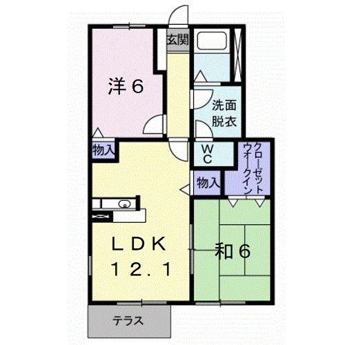 マ・メゾン吉備II(2LDK/1階)の間取り写真