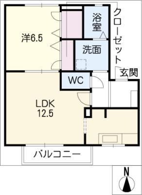 アヴァンティ(1LDK/1階)の間取り写真