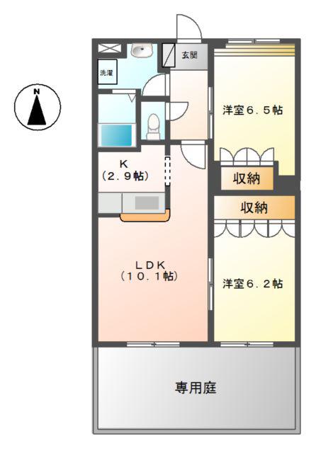 ウィステリア ドゥオ(2LDK/1階)の間取り写真