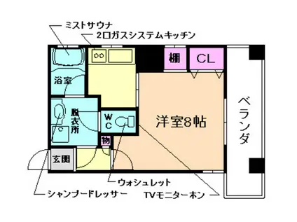 ドルチェヴィータ池田(1K/6階)の間取り写真