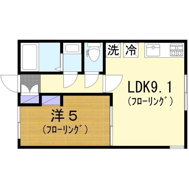 グリナージュS(1LDK/2階)の間取り写真
