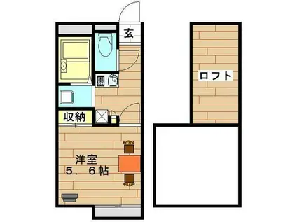 レオパレスサティセフォンツ(1K/2階)の間取り写真