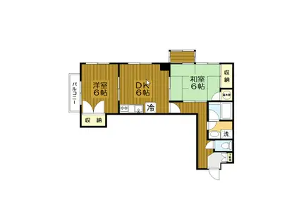 リューデスハイム衣笠(2DK/2階)の間取り写真