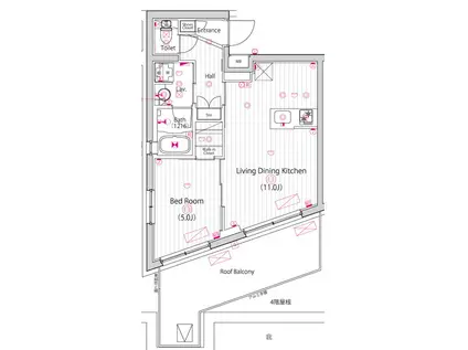ガーラ・ステーション川崎久地(1LDK/5階)の間取り写真