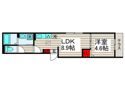 グラナーデ扇IC(1LDK/1階)の間取り写真