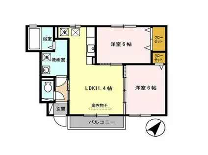 サワーフローラ(2LDK/1階)の間取り写真