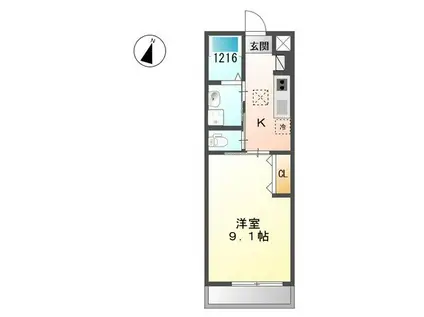 アメティスト(1K/2階)の間取り写真