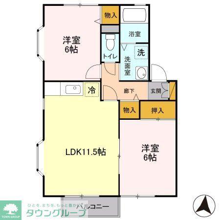 アピエ弐番館(2LDK/2階)の間取り写真